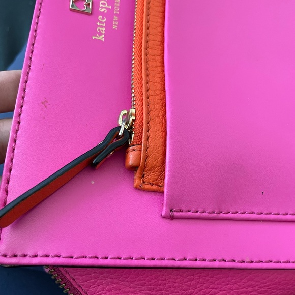 Adelia Hadley 2way Leather Bright Neon Crossbody Messenger removable strap clutc - Picture 13 of 14